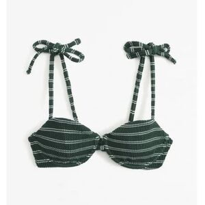 NWT Abercrombie & Fitch Curve Love Tie-Strap Underwire Bikini Top in Green Sz M